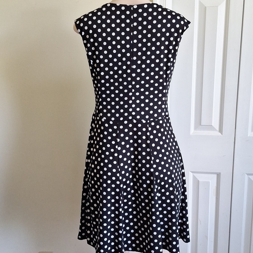 Perceptions Black and White Polka Dot Mini Dress Size 8P - Picture 3 of 9
